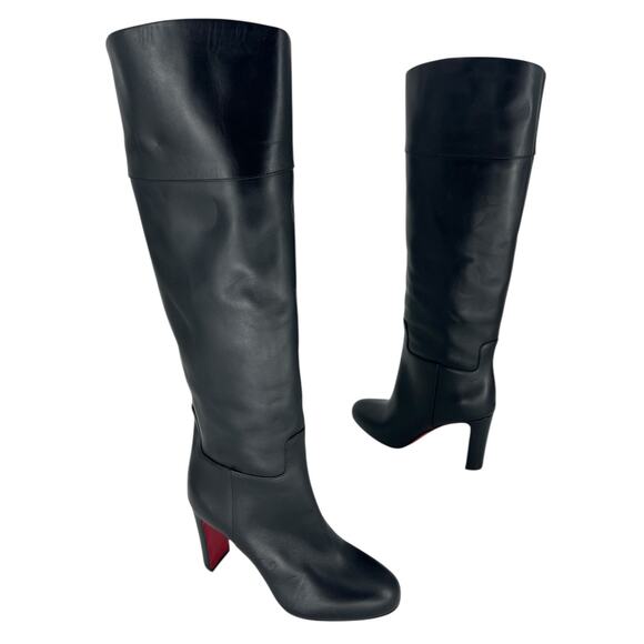 Christian Louboutin Loo Botta 85mm Knee High Boot in Black Calf Leather - Picture 2 of 16